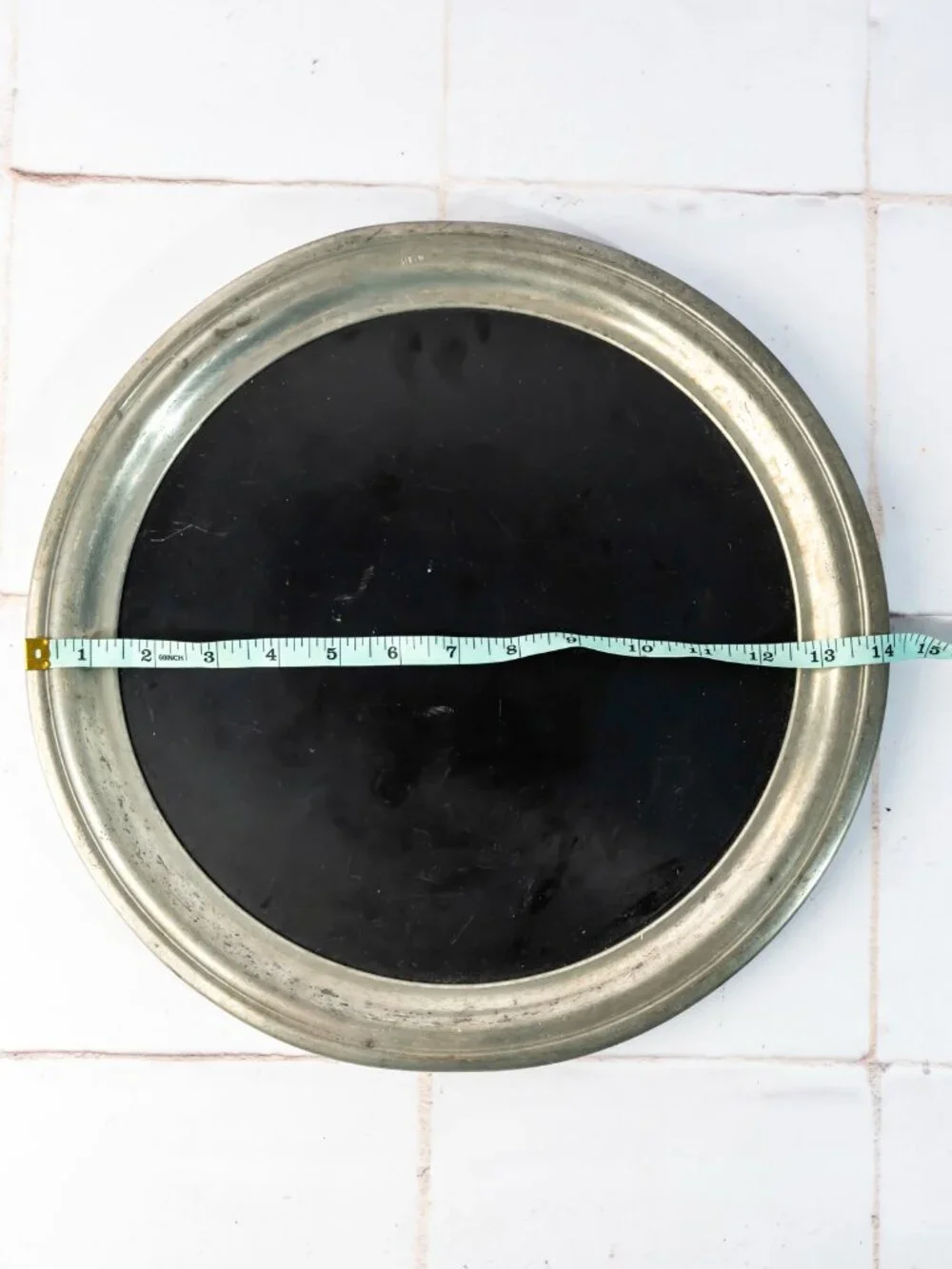 International Silver Company Round Pewter Black Drink Tray